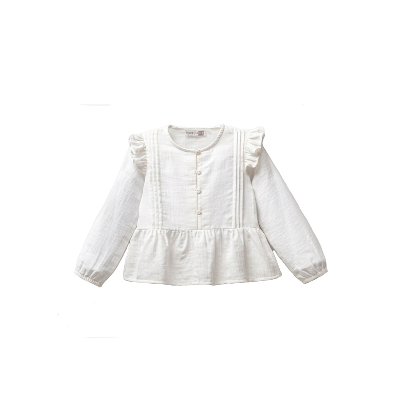 Cotton Peplum Blouse with Ruffle Detail