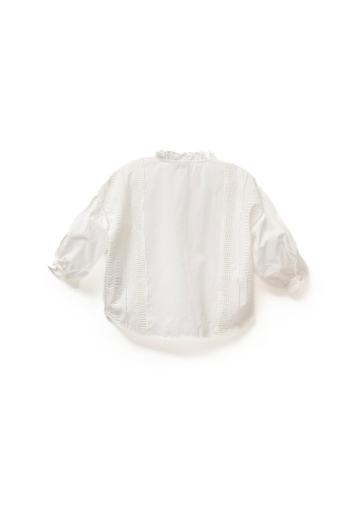 Eyelet Embroidered Blouse with Tassel Tie