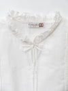 Eyelet Embroidered Blouse with Tassel Tie