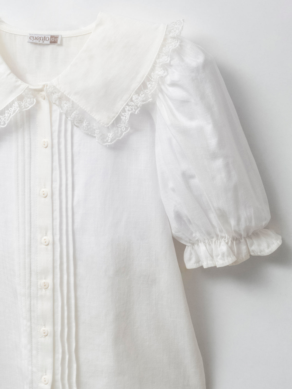 Lace-Trim Peter Pan Collar Cotton Blouse