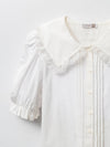Lace-Trim Peter Pan Collar Cotton Blouse