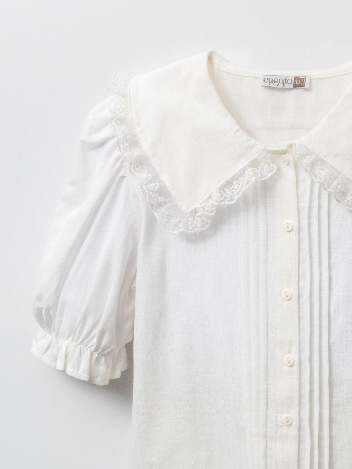 Lace-Trim Peter Pan Collar Cotton Blouse