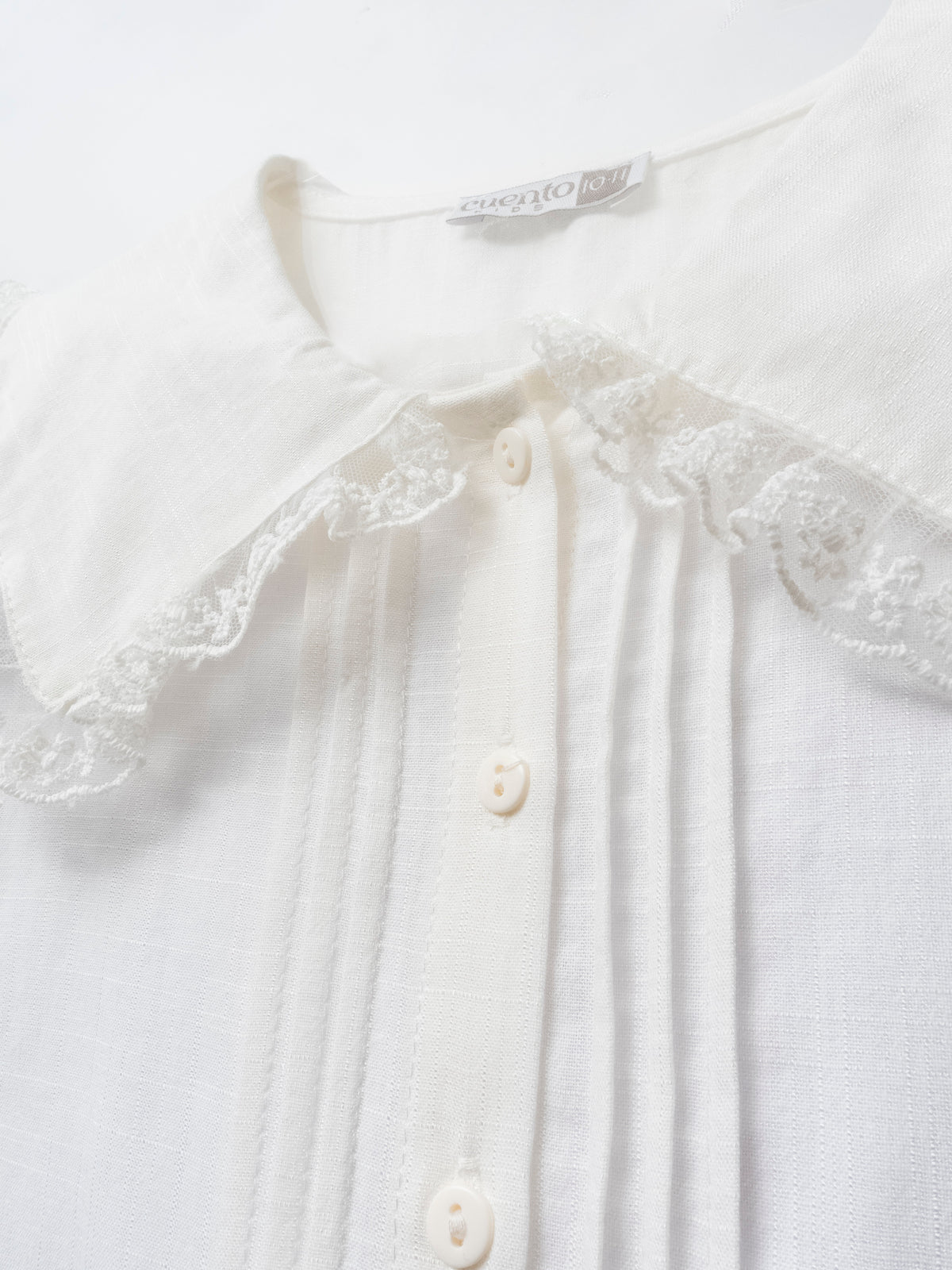 Lace-Trim Peter Pan Collar Cotton Blouse