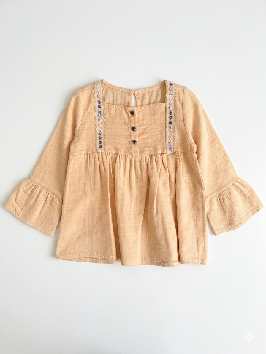 Embroidered Trim Cotton Blouse