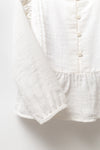 Cotton Peplum Blouse with Ruffle Detail
