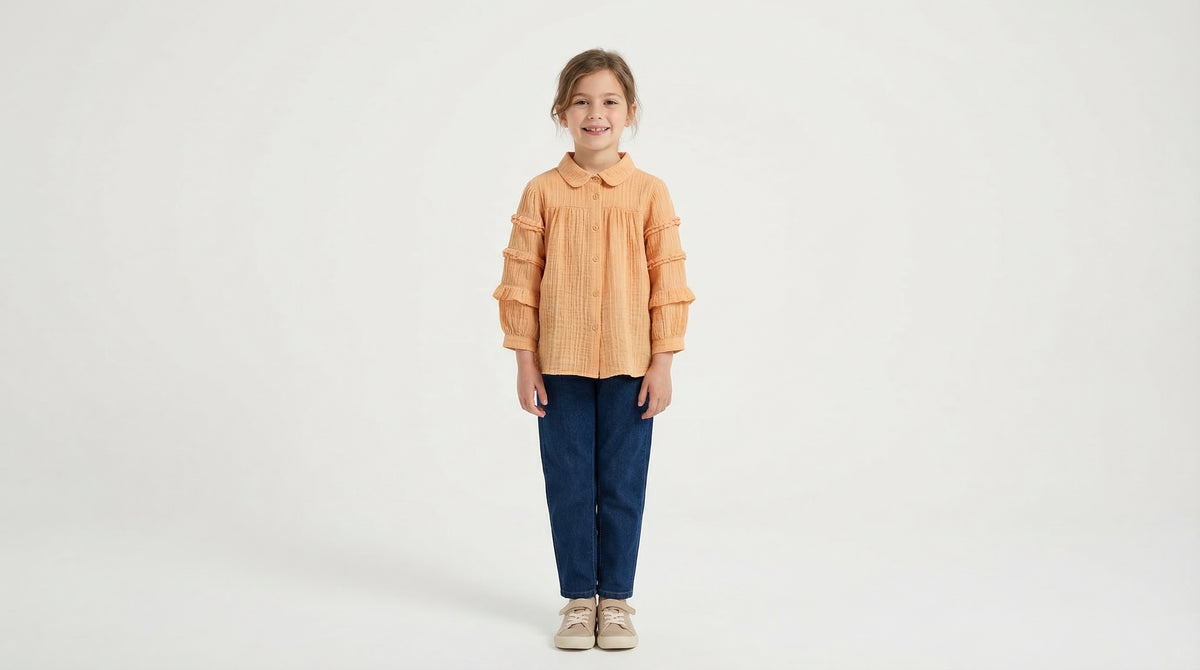 Ruffle Sleeve Viscose Blouse