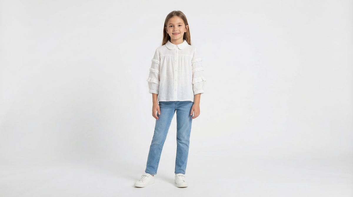 Ruffle Sleeve Viscose Blouse