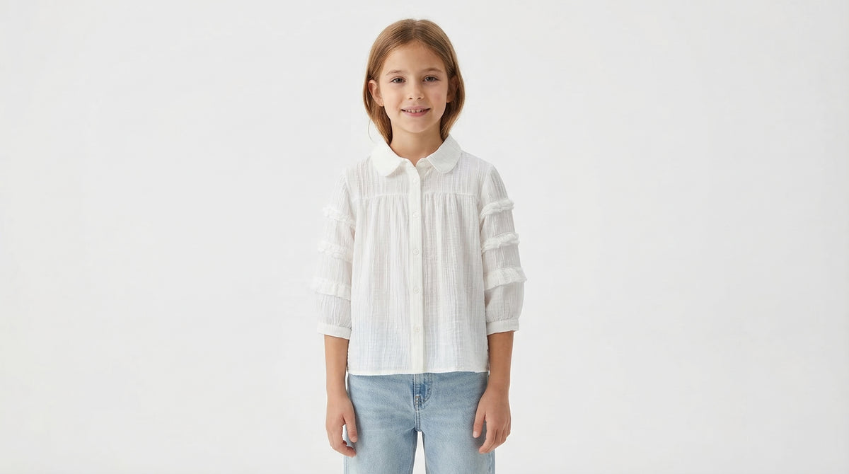 Ruffle Sleeve Viscose Blouse