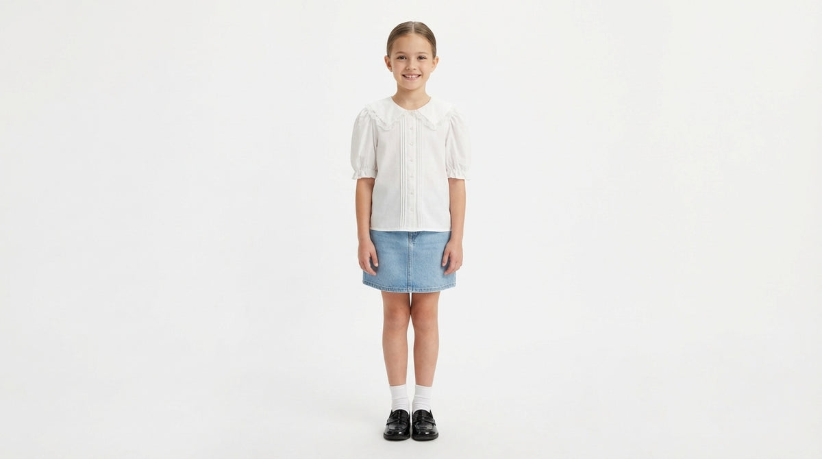 Lace-Trim Peter Pan Collar Cotton Blouse