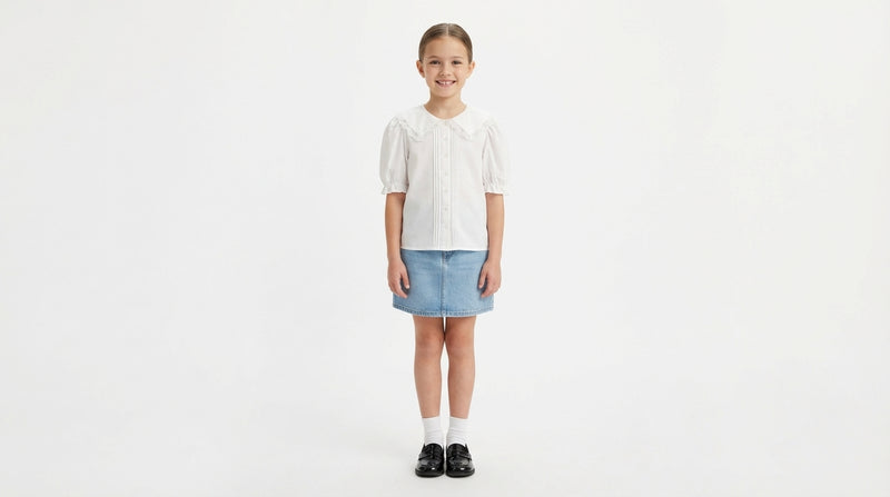 Lace-Trim Peter Pan Collar Cotton Blouse