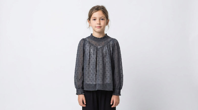 Semi-Sheer Swiss Dot Blouse with Cotton Camisole Set