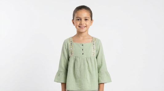 Embroidered Trim Cotton Blouse