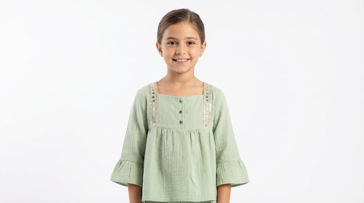 Embroidered Trim Cotton Blouse