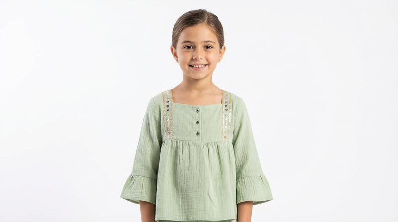 Embroidered Trim Cotton Blouse