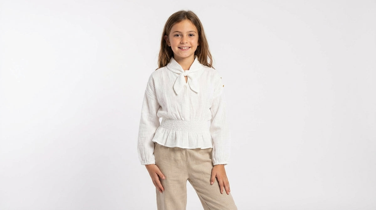 Bow-Tie Peplum Viscose Blouse