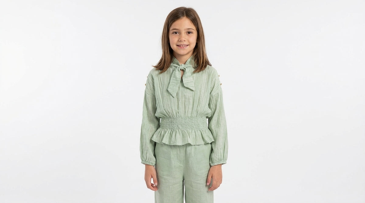 Bow-Tie Peplum Viscose Blouse