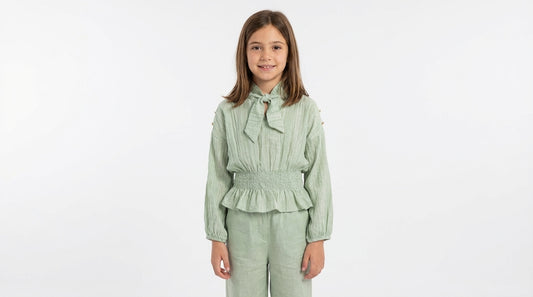 Bow-Tie Peplum Viscose Blouse