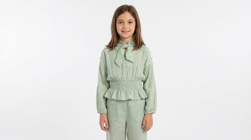 Bow-Tie Peplum Viscose Blouse