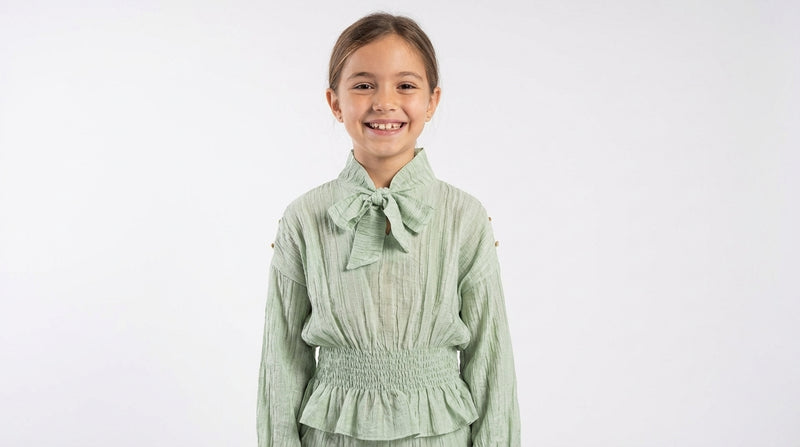 Bow-Tie Peplum Viscose Blouse